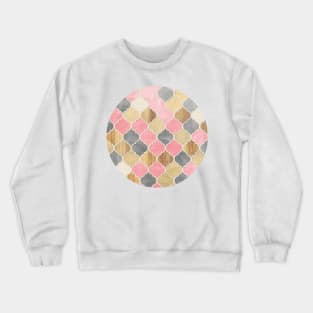 Silver Grey, Soft Pink, Wood & Gold Moroccan Pattern Crewneck Sweatshirt